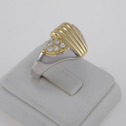 Anello con Diamanti Ct 0,25 H color - Oro bianco e giallo 18 Kt