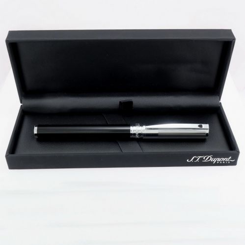 260204 Penna Stilografica S.T. DUPONT- STYLO PLUME D-INITIAL CHROME ET NOIR