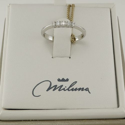 Anello MILUNA, veretta n.5 Diamanti Ct 0,125 - G color - Oro bianco 18 Kt