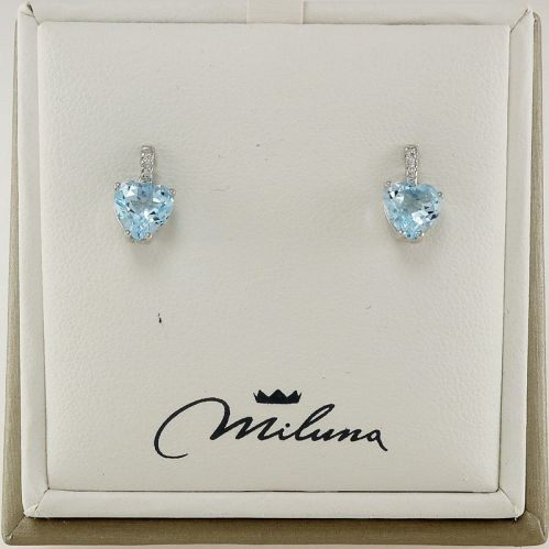 MILUNA Pendientes, Topacios Azules Ct 1.88 y Diamantes Pt 1.6 - Oro 750