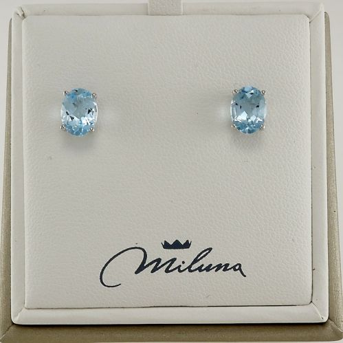 MILUNA Ohrringe, Natürlicher blauer Topas Ct 2,98 - Weißgold 750