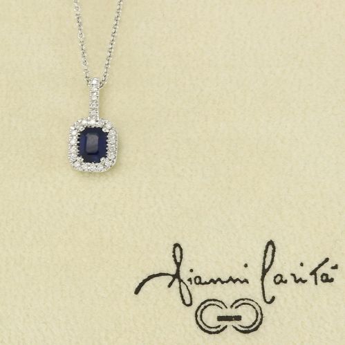 GIANNI CARITÀ necklace, pendant with Sapphire and diamonds - 18Kt white gold