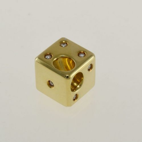 DAMIANI Pendant, Dice in 18 Kt Yellow Gold with Diamonds on All Sides