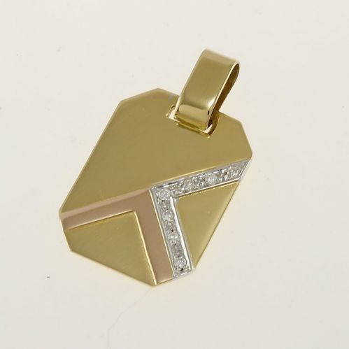 DAMIANI Pendant, Medal in 18 Kt Yellow, Pink and White Gold with Diamonds