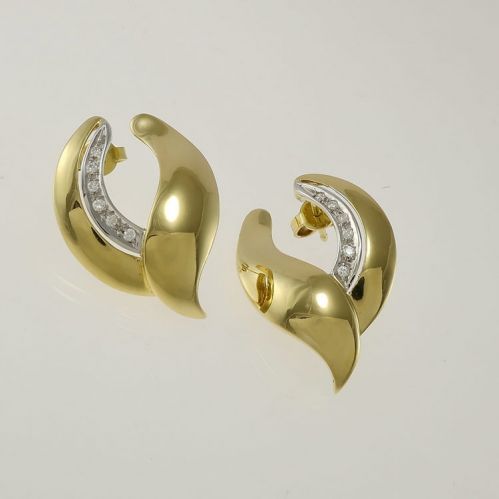 Boucles d'oreilles DAMIANI en or jaune et blanc 18 carats avec diamants 0,14 ct