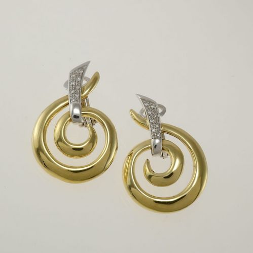 Boucles d'oreilles DAMIANI en or jaune et blanc 18 carats avec diamants 0,14 ct