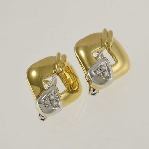 DAMIANI earrings in 18 Kt yellow and white gold with diamonds Ct 0.07