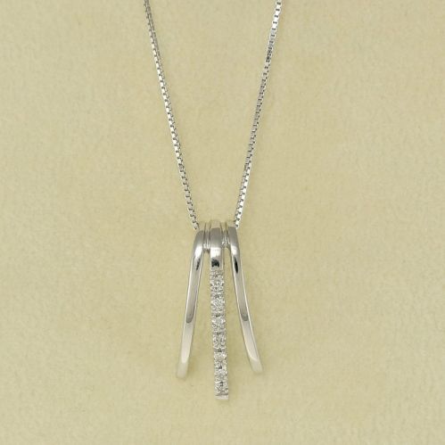 Collier Diamonds & C, pendentif serti de diamants, or blanc 18Kt