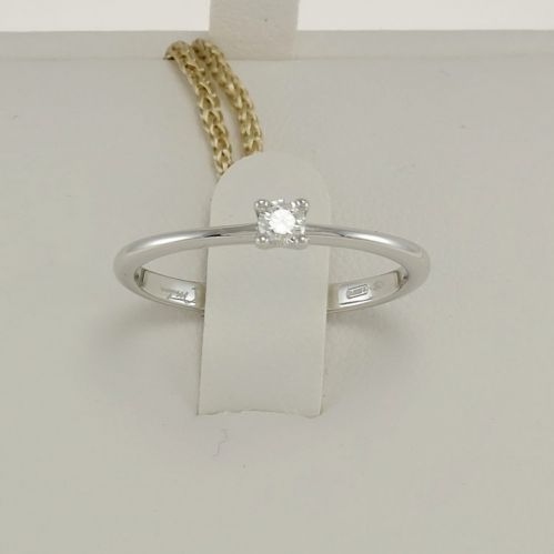 Anello solitario MILUNA, Diamante Ct 0,09 - G color - Oro bianco 18 Kt