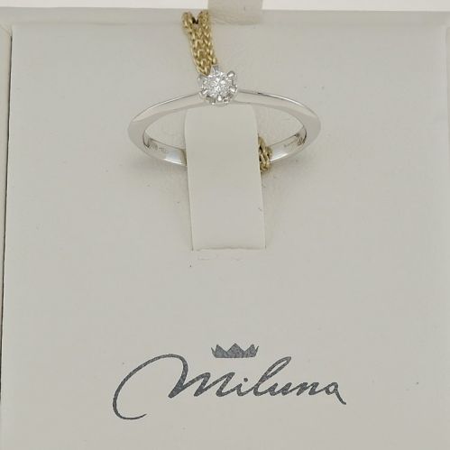 Anello solitario MILUNA, Diamante Ct 0,10 - G color - Oro bianco 18 Kt