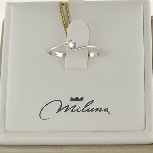 Anillo Solitario MILUNA, Diamante Ct 0,02 - Color G - Oro Blanco 18 Kt