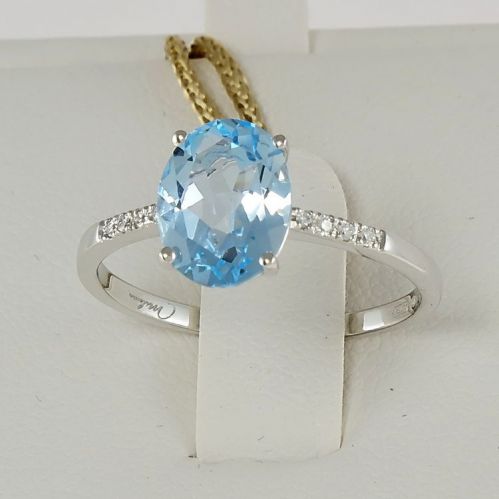 Bague MILUNA, Topaze naturelle Ct 2,23 - Diamants couleur G, Or 18kt