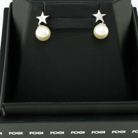 GIANNI CARITA FOGI Line Earrings Pearls and Diamonds H VS White Gold